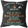 Funny Camping Pillows Camping Rules
