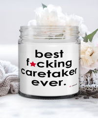 Funny Caretaker Candle B3st F-cking Caretaker Ever 9oz Vanilla Scented Candles Soy Wax