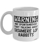 Funny Cashmere Lop Rabbit Mug Warning May Spontaneously Start Talking About Cashmere Lop Rabbits Coffee Cup White