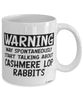 Funny Cashmere Lop Rabbit Mug Warning May Spontaneously Start Talking About Cashmere Lop Rabbits Coffee Cup White