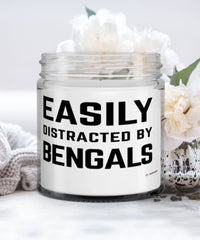 Funny Cat Candle Easily Distracted By Bengals 9oz Vanilla Scented Candles Soy Wax