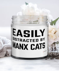 Funny Cat Candle Easily Distracted By Manx Cats 9oz Vanilla Scented Candles Soy Wax