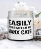 Funny Cat Candle Easily Distracted By Manx Cats 9oz Vanilla Scented Candles Soy Wax