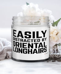Funny Cat Candle Easily Distracted By Oriental Longhairs 9oz Vanilla Scented Candles Soy Wax