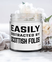 Funny Cat Candle Easily Distracted By Scottish Folds 9oz Vanilla Scented Candles Soy Wax
