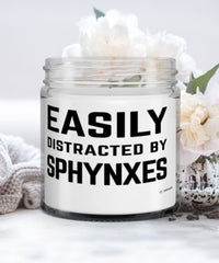 Funny Cat Candle Easily Distracted By Sphynxes 9oz Vanilla Scented Candles Soy Wax