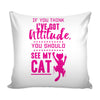 Funny Cat Graphic Pillow Cover If You Think I've Got Attitude You Should