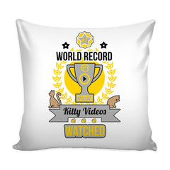 Funny Cat Graphic Pillow Cover World Record Most Kitty Videos Watched