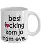 Funny Cat Mug B3st F-cking Korn Ja Mom Ever Coffee Cup White