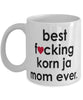 Funny Cat Mug B3st F-cking Korn Ja Mom Ever Coffee Cup White