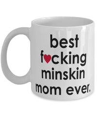 Funny Cat Mug B3st F-cking Minskin Mom Ever Coffee Cup White
