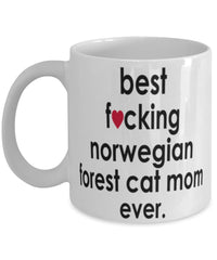 Funny Cat Mug B3st F-cking Norwegian Forest Cat Mom Ever Coffee Cup White