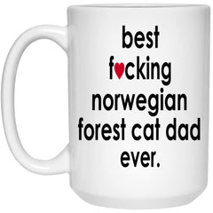 Funny Cat Mug Best F-cking Norwegian Forest Cat Dad Ever Coffee Cup 15oz White 21504
