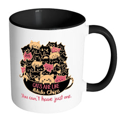 Funny Cat Mug Cats Are Like Potato Chips You Cant White 11oz Accent Coffee Mugs