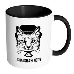 Funny Cat Mug Chairman Meow White 11oz Accent Coffee Mugs