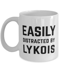 Funny Cat Mug Easily Distracted By Lykois Coffee Mug 11oz White