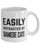 Funny Cat Mug Easily Distracted By Siamese Cats Coffee Mug 11oz White