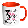 Funny Cat Mug I Like You But Don't Pussh It White 11oz Accent Coffee Mugs