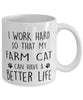 Funny Cat Mug I Work Hard So That My Farm Cat Can Have A Better Life Coffee Mug 11oz White