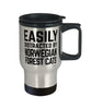 Funny Cat Travel Mug Easily Distracted By Norwegian Forest Cats Travel Mug 14oz Stainless Steel