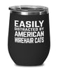 Funny Cat Wine Tumbler Easily Distracted By American Wirehair Cats Stemless Wine Glass 12oz Stainless Steel