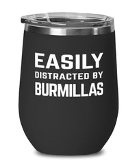 Funny Cat Wine Tumbler Easily Distracted By Burmillas Stemless Wine Glass 12oz Stainless Steel