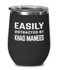 Funny Cat Wine Tumbler Easily Distracted By Khao Manees Stemless Wine Glass 12oz Stainless Steel