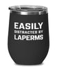 Funny Cat Wine Tumbler Easily Distracted By Laperms Stemless Wine Glass 12oz Stainless Steel