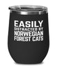 Funny Cat Wine Tumbler Easily Distracted By Norwegian Forest Cats Stemless Wine Glass 12oz Stainless Steel
