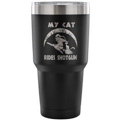 Funny Cat Witch Halloween Travel Mug My Cat Rides 30 oz Stainless Steel Tumbler