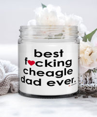 Funny Cheagle Dog Candle B3st F-cking Cheagle Dad Ever 9oz Vanilla Scented Candles Soy Wax