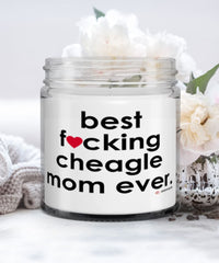 Funny Cheagle Dog Candle B3st F-cking Cheagle Mom Ever 9oz Vanilla Scented Candles Soy Wax