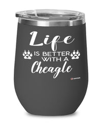 Funny Cheagle Dog Wine Glass Life Is Better With A Cheagle 12oz Stainless Steel