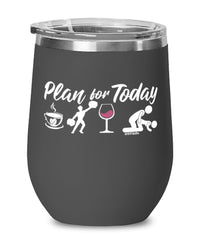 Funny Cheerleader Wine Glass Adult Humor Plan For Today Cheerleading 12oz Stainless Steel Black