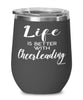 Funny Cheerleader Wine Glass Life Is Better With Cheerleading 12oz Stainless Steel Black
