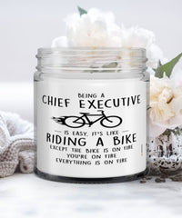 Funny Chief Executive Candle Being A Chief Executive Is Easy It's Like Riding A Bike Except 9oz Vanilla Scented Candles Soy Wax