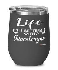 Funny Chincoteague Horse Wine Glass Life Is Better With A Chincoteague 12oz Stainless Steel Black