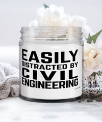 Funny Civil Engineer Candle Easily Distracted By Civil Engineering 9oz Vanilla Scented Candles Soy Wax