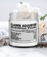 Funny Claims Adjuster Candle Nutrition Facts 9oz Vanilla Scented Candles Soy Wax