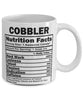 Funny Cobbler Nutritional Facts Coffee Mug 11oz White