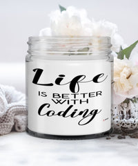 Funny Coder Candle Life Is Better With Coding 9oz Vanilla Scented Candles Soy Wax