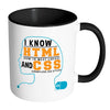 Funny Coder Mug I Know HTML And CSS White 11oz Accent Coffee Mugs