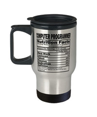 Funny Computer Programmer Nutrition Facts Travel Mug 14oz Stainless Steel