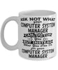 Funny Computer System Manager Mug Ask Not What Your Computer System Manager Can Do For You Coffee Cup 11oz 15oz White