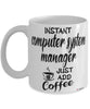 Funny Computer System Manager Mug Instant Computer System Manager Just Add Coffee Cup White