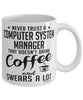 Funny Computer System Manager Mug Never Trust A Computer System Manager That Doesn't Drink Coffee and Swears A Lot Coffee Cup 11oz 15oz White