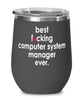 Funny Computer System Manager Wine Glass B3st F-cking Computer System Manager Ever 12oz Stainless Steel Black