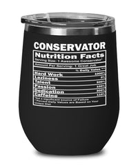Funny Conservator Nutritional Facts Wine Glass 12oz Stainless Steel