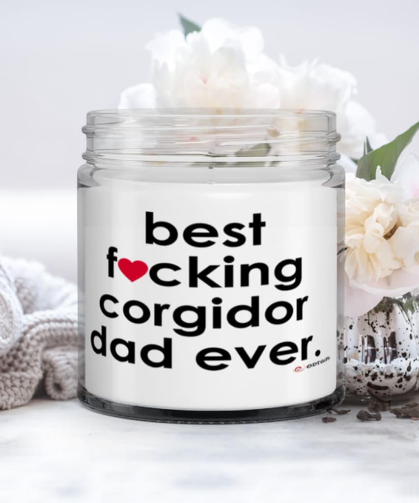 Funny Corgidor Dog Candle B3st F-cking Corgidor Dad Ever 9oz Vanilla Scented Candles Soy Wax