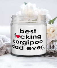 Funny Corgipoo Dog Candle B3st F-cking Corgipoo Dad Ever 9oz Vanilla Scented Candles Soy Wax